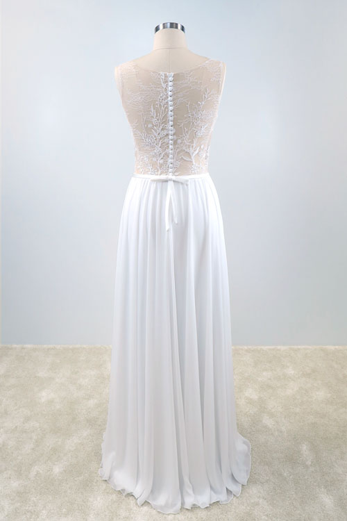 Brautkleid Rona I-Linie mit Spitzenoberteil und transparentem Rückenteil